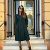 Платье-рубашка женское осеннее весеннее из микровельвета с поясом и карманами миди с длинным рукавом  k-112920