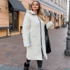 Куртка женская зимняя удлинённая с несъёмным капюшоном и отделкой из барашка на силиконовом утеплителе  k-114298