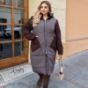 Куртка женская зимняя удлинённая с капюшоном и рукавами из барашка на силиконовом утеплителе  k-114299