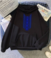 Худи женское трехнитка на флисе oversize с принтом в этническом стиле