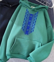 Худи женское трехнитка на флисе oversize с принтом в этническом стиле