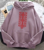 Худи женское трехнитка на флисе oversize с принтом в этническом стиле