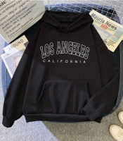 Худи женское трехнитка на флисе oversize с принтом Los Angeles осенний зимний