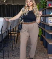 Джинсы baggy женские из турецкого хлопкового денима с ремнём свободного кроя осенне-зимние