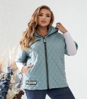 Жилетка женская утепленная стеганая с капюшоном из плащевки лаке на синтепоне 150 г/м²