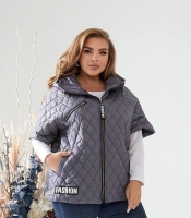 Жилетка женская утепленная стеганая с капюшоном из плащевки лаке на синтепоне 150 г/м²