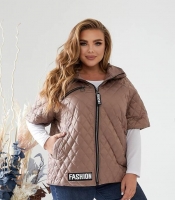 Жилетка женская утепленная стеганая с капюшоном из плащевки лаке на синтепоне 150 г/м²