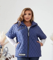 Жилетка женская утепленная стеганая с капюшоном из плащевки лаке на синтепоне 150 г/м²
