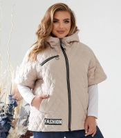 Жилетка женская утепленная стеганая с капюшоном из плащевки лаке на синтепоне 150 г/м²