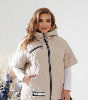 Жилетка женская утепленная стеганая с капюшоном из плащевки лаке на синтепоне 150 г/м²