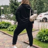 Спортивный костюм женский велюровый весенний Кофта на молнии с капюшоном и карманами + Штаны с карманами  k-116151