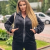 Спортивный костюм женский велюровый весенний Кофта на молнии с капюшоном и карманами + Штаны с карманами  k-116151