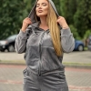 Спортивный костюм женский велюровый весенний Кофта на молнии с капюшоном и карманами + Штаны с карманами  k-116152