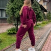 Спортивный костюм женский велюровый весенний Кофта на молнии с капюшоном и карманами + Штаны с карманами  k-116153
