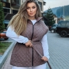 Жилет женский укороченный стёганый с поясом из плащевой ткани утеплённый на синтепоне весенне-осенний  k-116372
