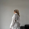 Костюм женский из велюра: рубашка на пуговицах и широкие брюки весенний  k-116468