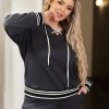 Костюм женский из двунитки: худи с капюшоном и шнуровкой и широкие брюки весенний  k-116513