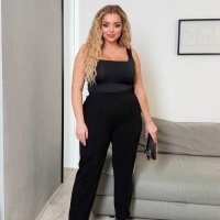 Брюки женские из креп-дайвинга с высокой посадкой и декоративной строчкой весенние