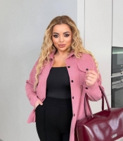 Рубашка женская из вельвета свободного кроя с регулируемыми рукавами весенняя