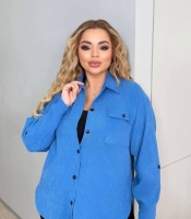 Рубашка женская из вельвета свободного кроя с регулируемыми рукавами весенняя