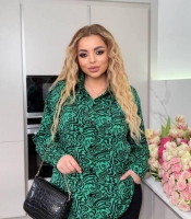 Блуза женская из софта с принтом свободного кроя с регулируемыми рукавами весенняя