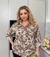 Блуза женская из софта с принтом свободного кроя с регулируемыми рукавами весенняя