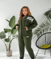 Костюм прогулочный женский из двунитки: кофта на кнопках и брюки весенний