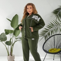 Костюм прогулочный женский из двунитки: кофта на кнопках и брюки весенний