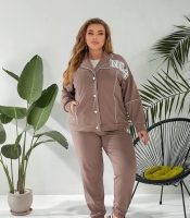 Костюм прогулочный женский из двунитки: кофта на кнопках и брюки весенний