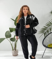 Костюм прогулочный женский из двунитки: кофта на кнопках и брюки весенний