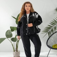 Костюм прогулочный женский из двунитки: кофта на кнопках и брюки весенний