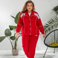 Костюм прогулочный женский из двунитки: кофта на кнопках и брюки весенний