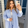 Костюм-двойка женский из коттона: свободная сорочка и широкие штаны весенний  k-116689