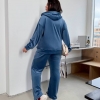 Спортивный костюм женский из велюра с капюшоном и прямыми штанами весенний  k-116872