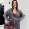 Спортивный костюм женский из велюра с капюшоном и прямыми штанами весенний  k-116873