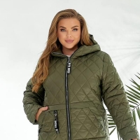 Куртка женская стёганая с капюшоном из плащевки Лаке на синтепоне весенняя