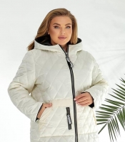 Куртка женская стёганая с капюшоном из плащевки Лаке на синтепоне весенняя