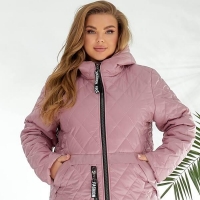 Куртка женская стёганая с капюшоном из плащевки Лаке на синтепоне весенняя