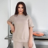 Костюм женский из двунитки пенье: свободная футболка и прямые брюки весенний  k-116963