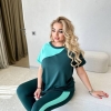 Фитнес-костюм женский из микродайвинга: удлиненная футболка и леггинсы весенний  k-116967