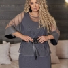 Костюм-тройка женский из вискозы с юбкой, майкой и сетчатой накидкой с поясом в комплекте весенне-летний  k-117242