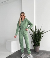 Костюм женский спортивный из трехнитки с капюшоном и карманами весенне-летний