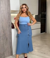 Юбка женская джинсовая с молнией по боковому шву весенняя