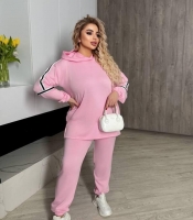 Костюм женский спортивный из двунитки с лампасами и капюшоном худи + штаны весенний