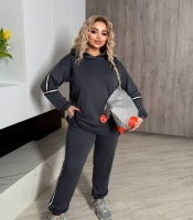 Костюм женский спортивный из двунитки с лампасами и капюшоном худи + штаны весенний