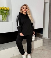 Костюм женский спортивный из двунитки с лампасами и капюшоном худи + штаны весенний