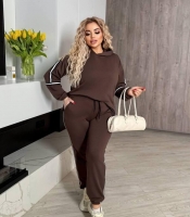 Костюм женский спортивный из двунитки с лампасами и капюшоном худи + штаны весенний