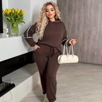 Костюм женский спортивный из двунитки с лампасами и капюшоном худи + штаны весенний