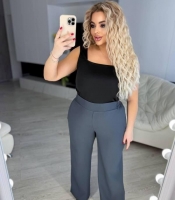 Брюки женские весенне-летние из турецкой креп-костюмки с высокой посадкой и карманами