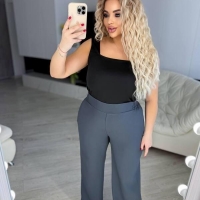 Брюки женские весенне-летние из турецкой креп-костюмки с высокой посадкой и карманами